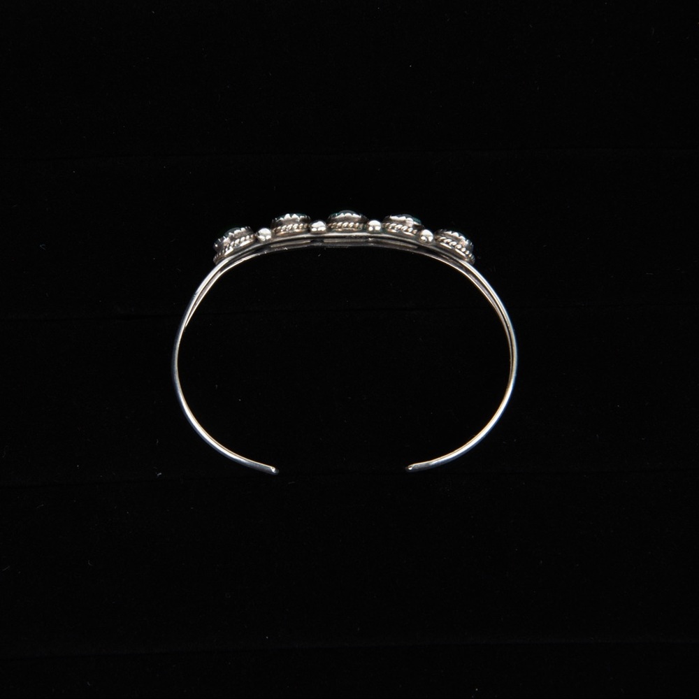 VTG Navajo Nakai Signed Stealing Silver Abalone Green Resin Cuff Bracelet - Picture 7 of 13